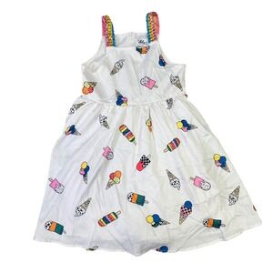 Lola The Boys White Ice Cream Popsicle‎ Print Party Dress Size 8 Cotton Rainbow
